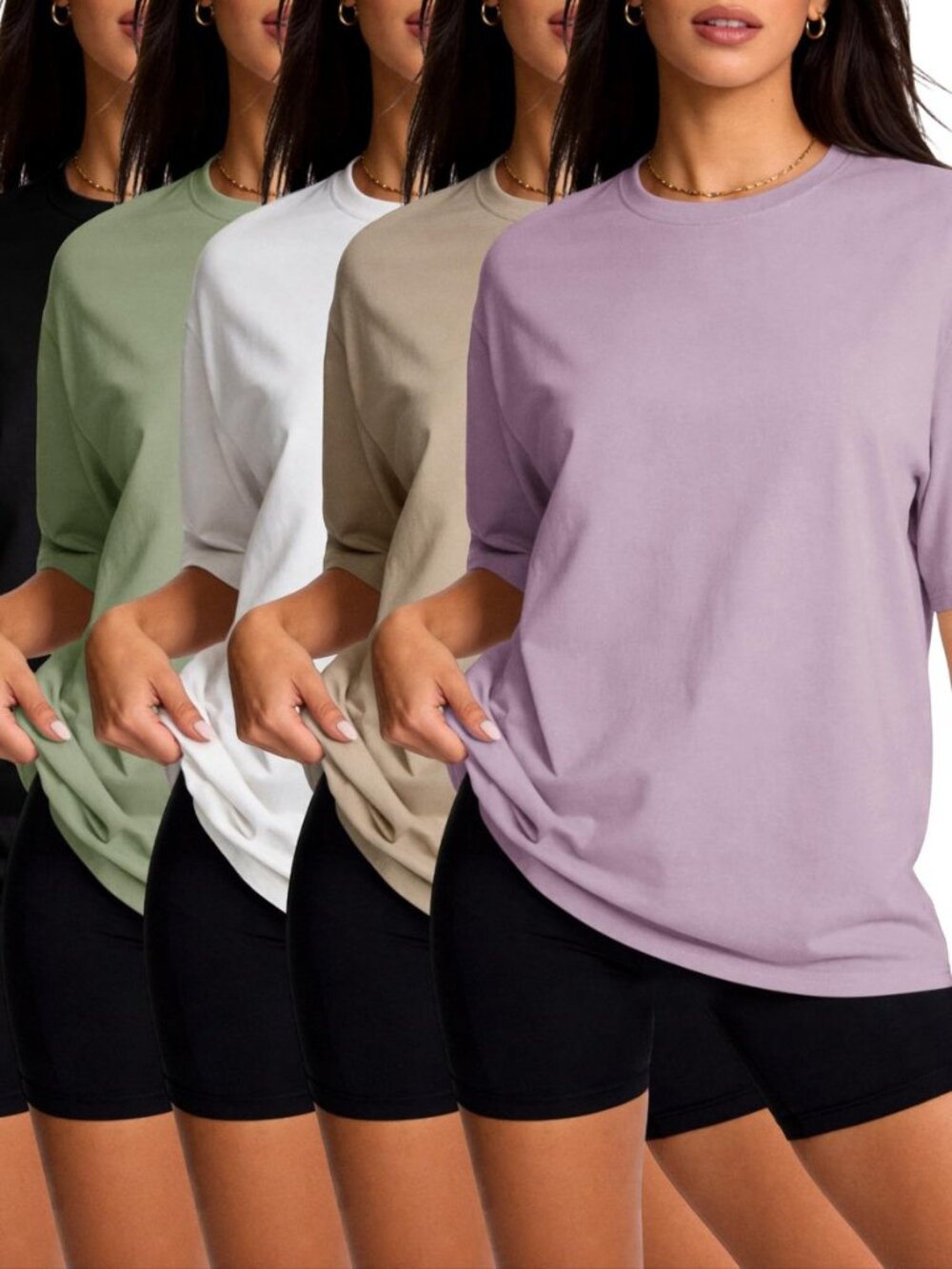 5 Pack Womens Oversized Tshirts Workout Tops Short Sleeve Shirts